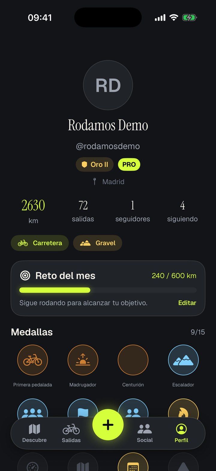Rango y medallas en Rodamos